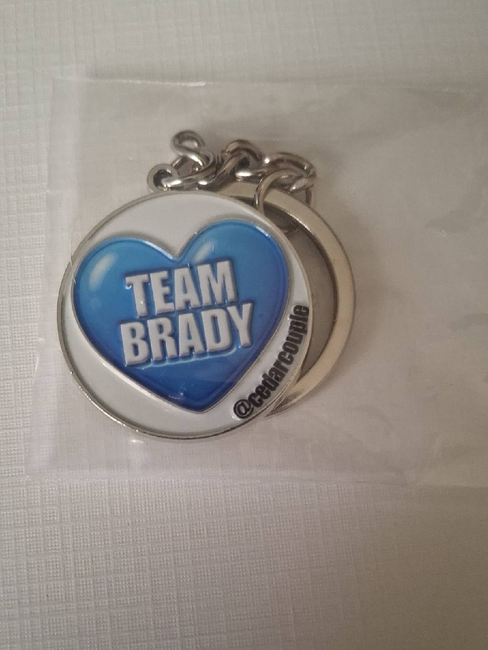 Blue Heart 'TEAM BRADY' Enamel Keychain